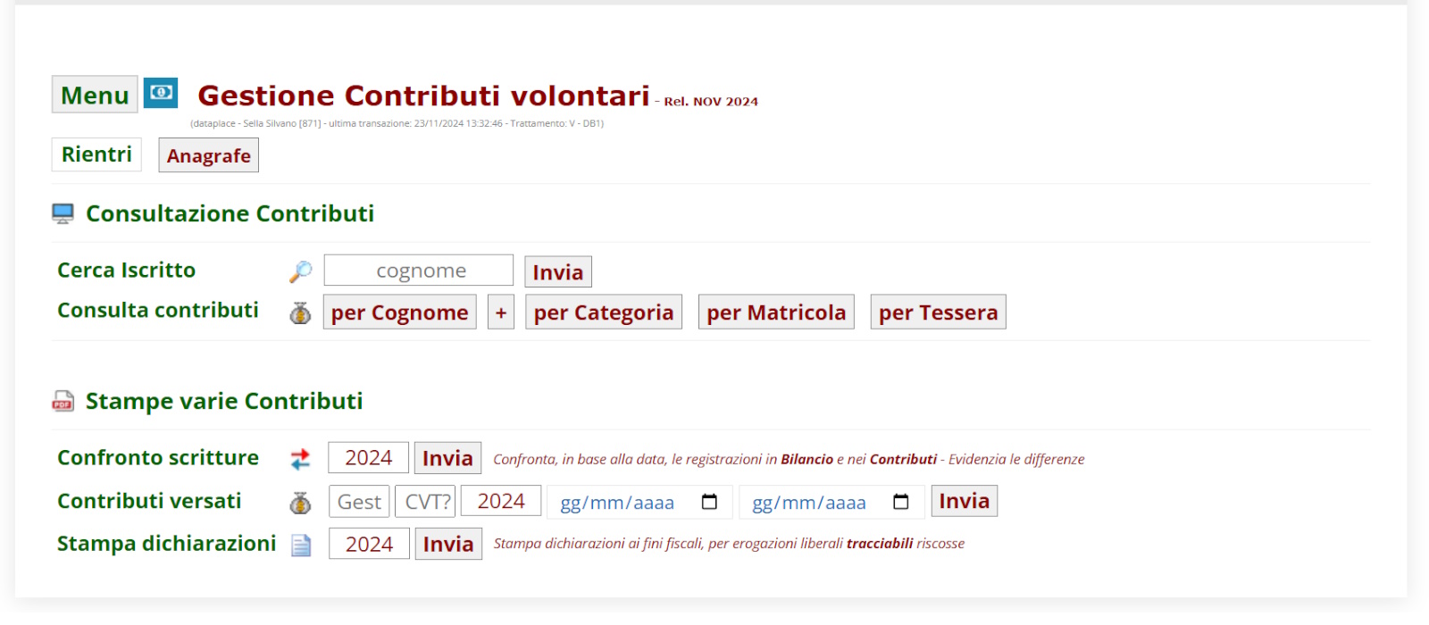 Menu Contributi